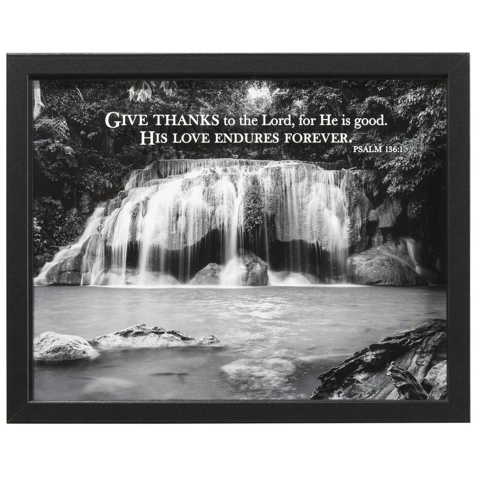 Give Thanks to The Lord Black and White Waterfall 15 x 12 MDF Wall and Table by Dicksons, product view 2