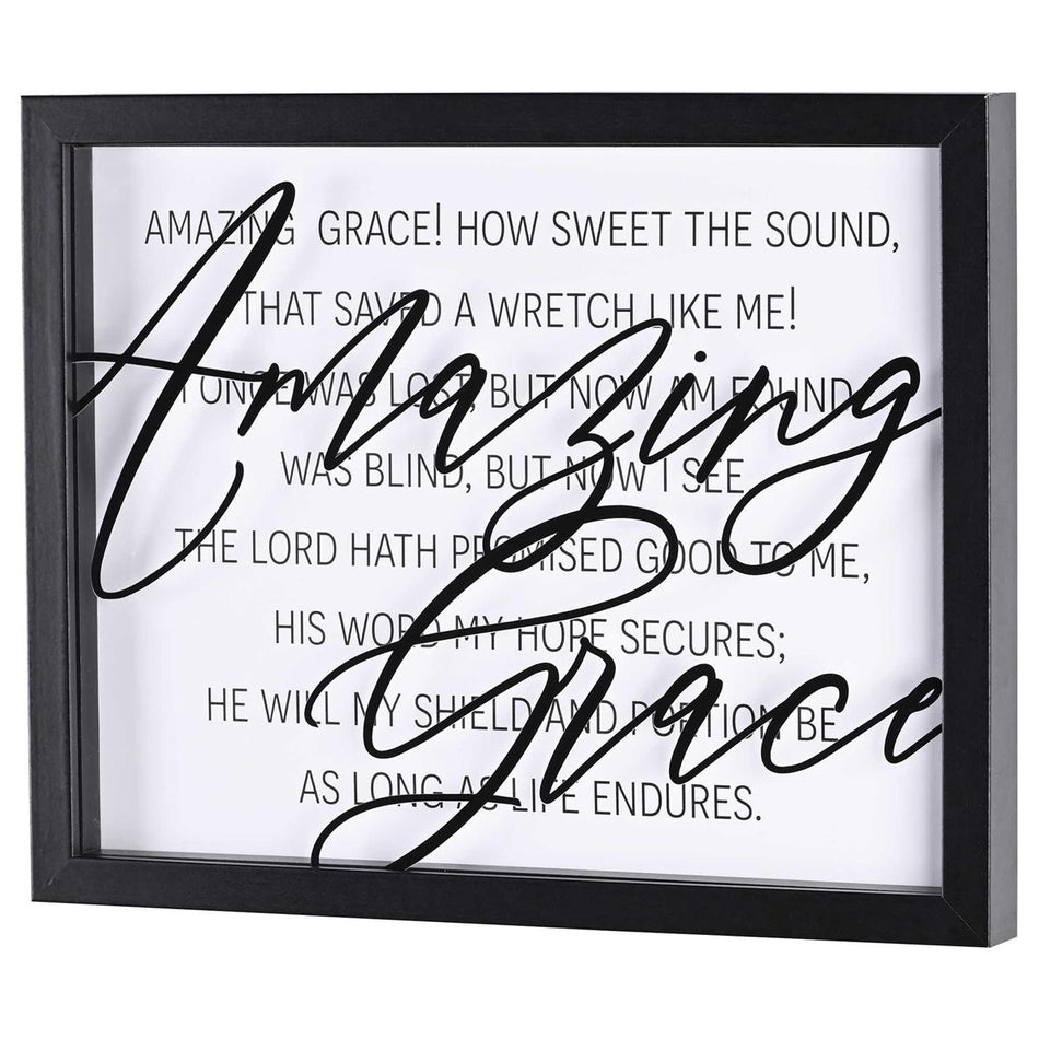 Amazing Grace - 15 x 12 Inch Black MDF Wood and Glass Wall or Tabletop Framed by Dicksons