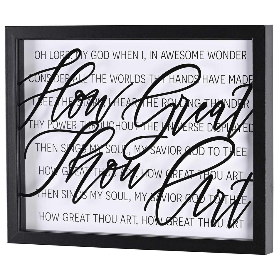 How Great Thou Art - 15 x 12 Inch Black MDF Wood and Glass Wall or Tabletop by Dicksons