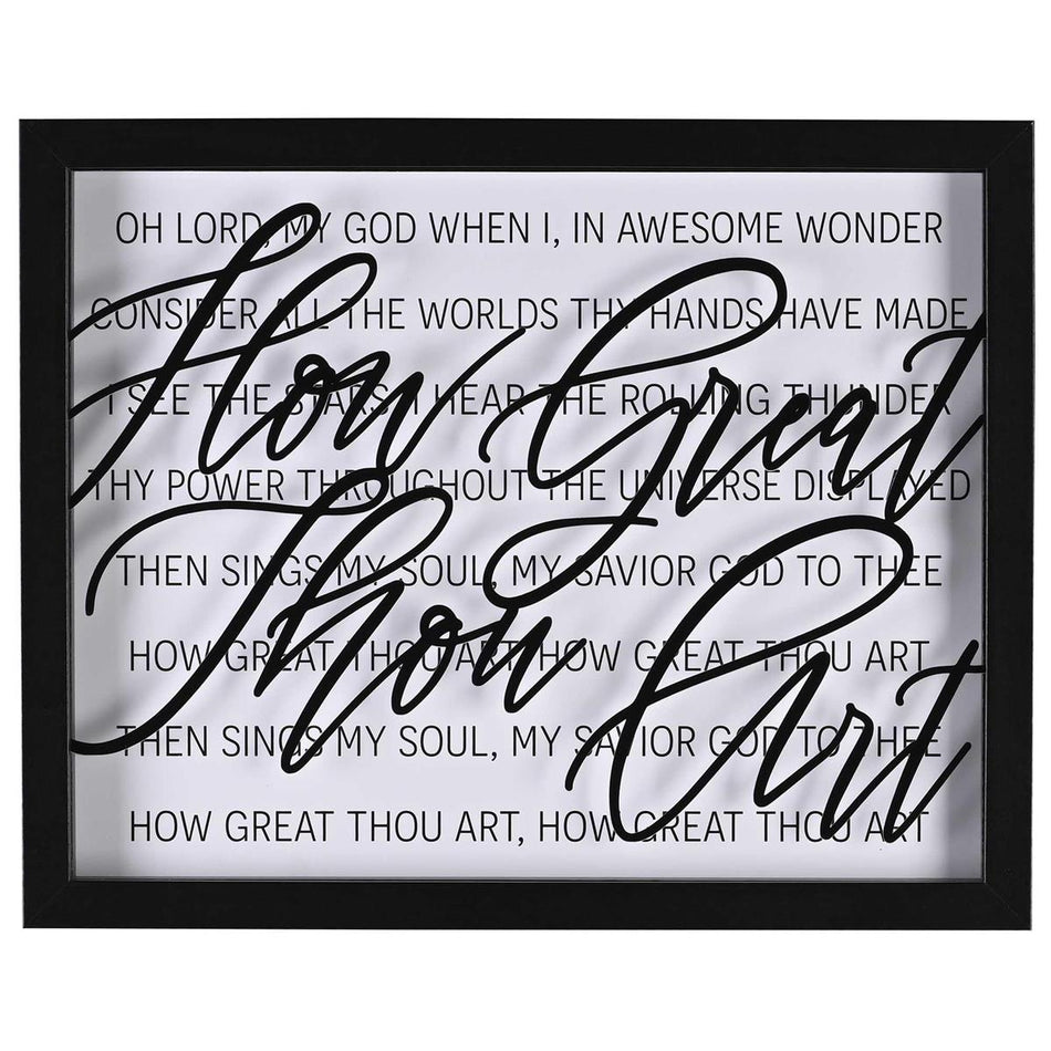 How Great Thou Art - 15 x 12 Inch Black MDF Wood and Glass Wall or Tabletop by Dicksons, product view 2