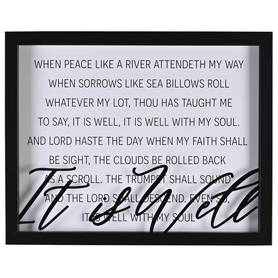It Is Well With My Soul - 15 x 12 Inch Black MDF Wood and Glass Wall by Dicksons, product view 2
