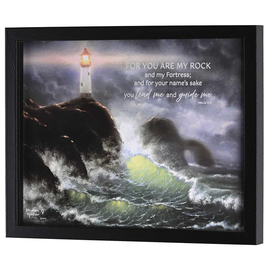 For You Are My Rock Psalm 31:3 Black Wood and Glass Shadowbox Style Hanging by Dicksons