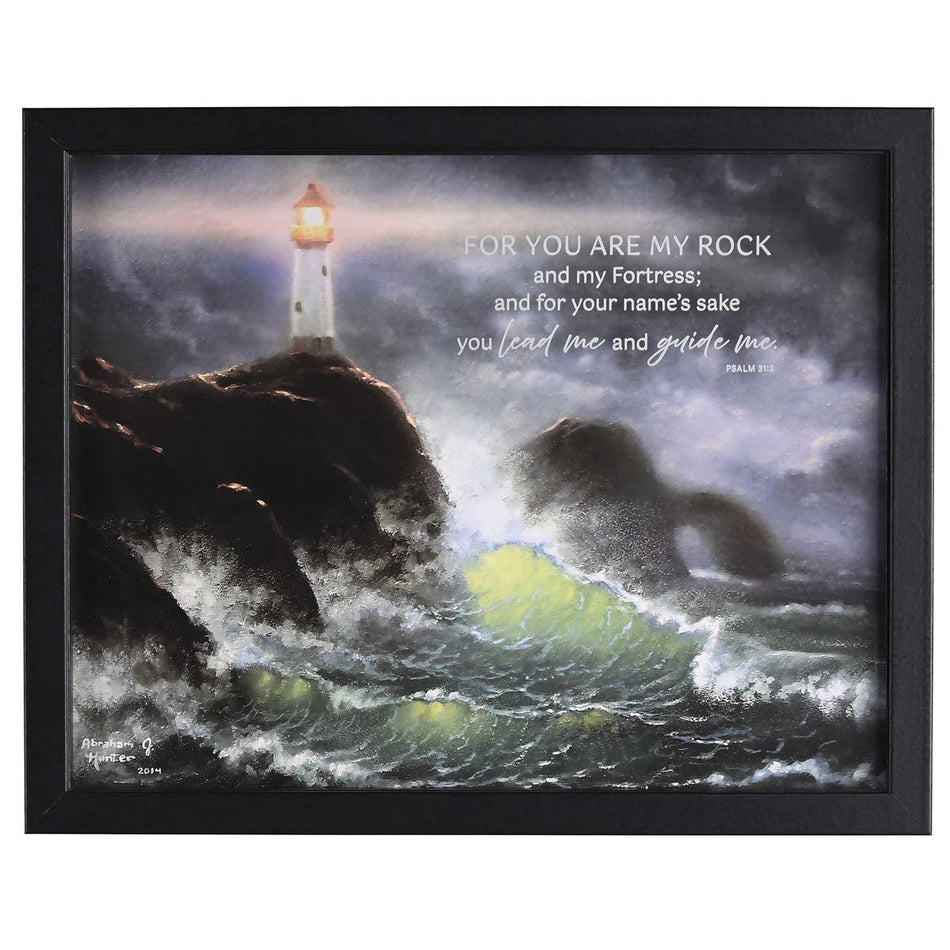 For You Are My Rock Psalm 31:3 Black Wood and Glass Shadowbox Style Hanging by Dicksons, product view 2