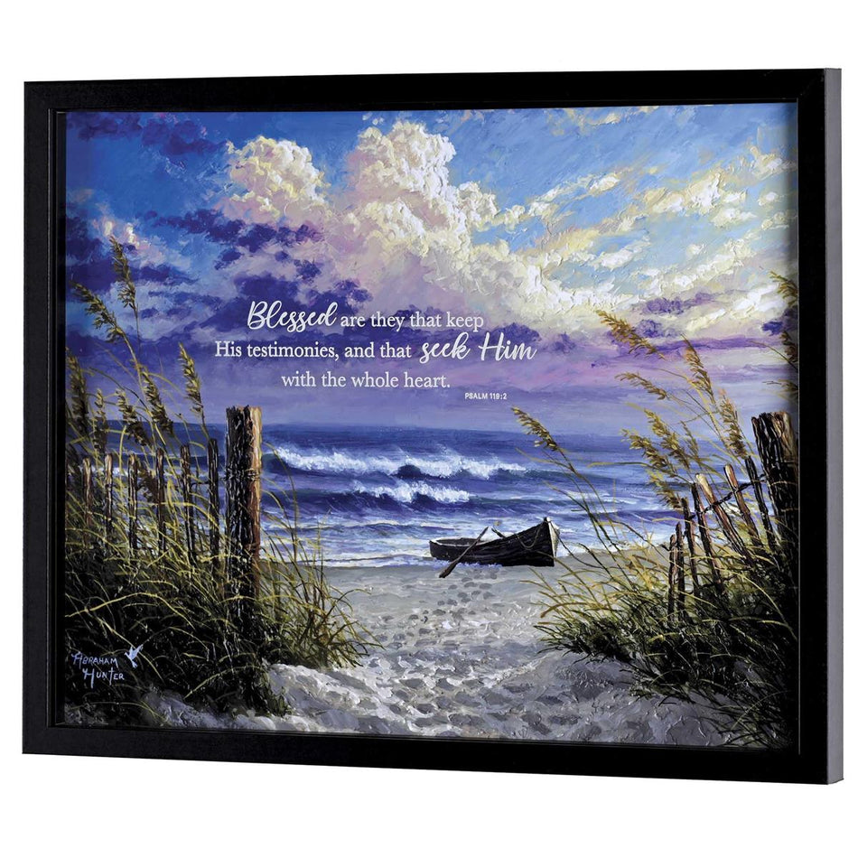 Seek Him With The Whole Heart Psalm 119:2 Black Wood and Glass Shadowbox Style by Dicksons
