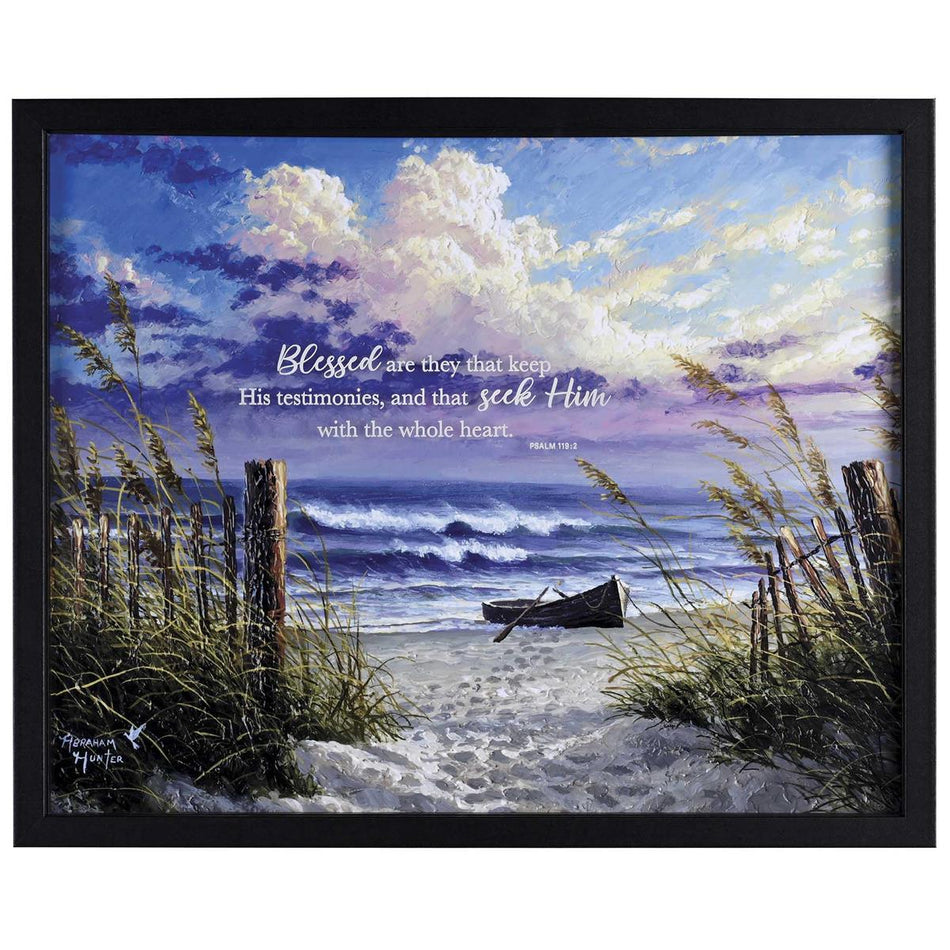 Seek Him With The Whole Heart Psalm 119:2 Black Wood and Glass Shadowbox Style by Dicksons, product view 2