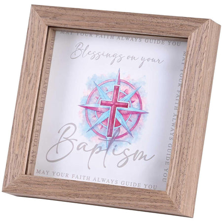 Framed Art Pink Cross Blessing Baptism by Dicksons