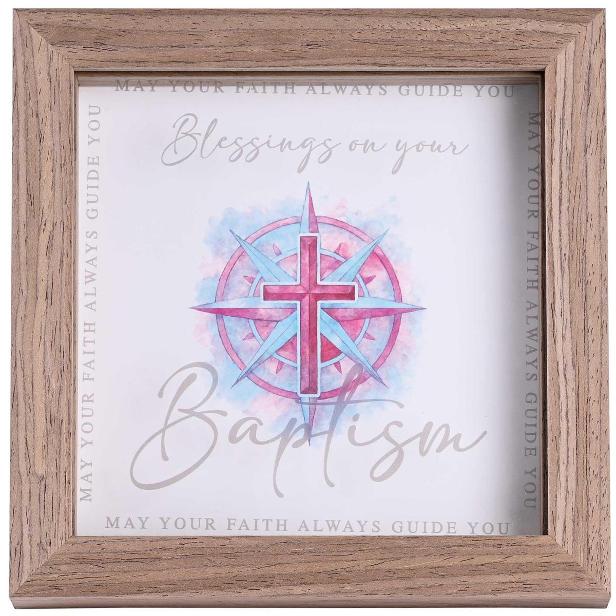 Framed Art Pink Cross Blessing Baptism by Dicksons, product view 2