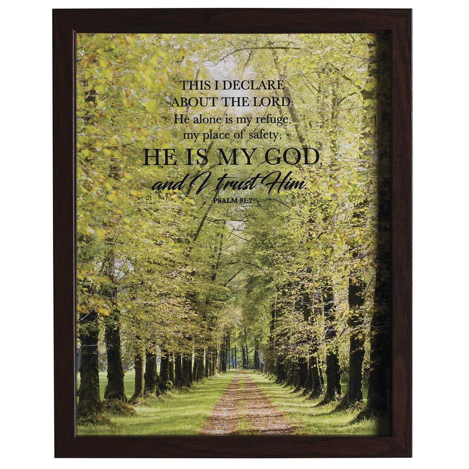 He Is My God My Refuge - Psalm 91:2-15 x 12 Inch Walnut Brown MDF Wood by Dicksons, product view 2