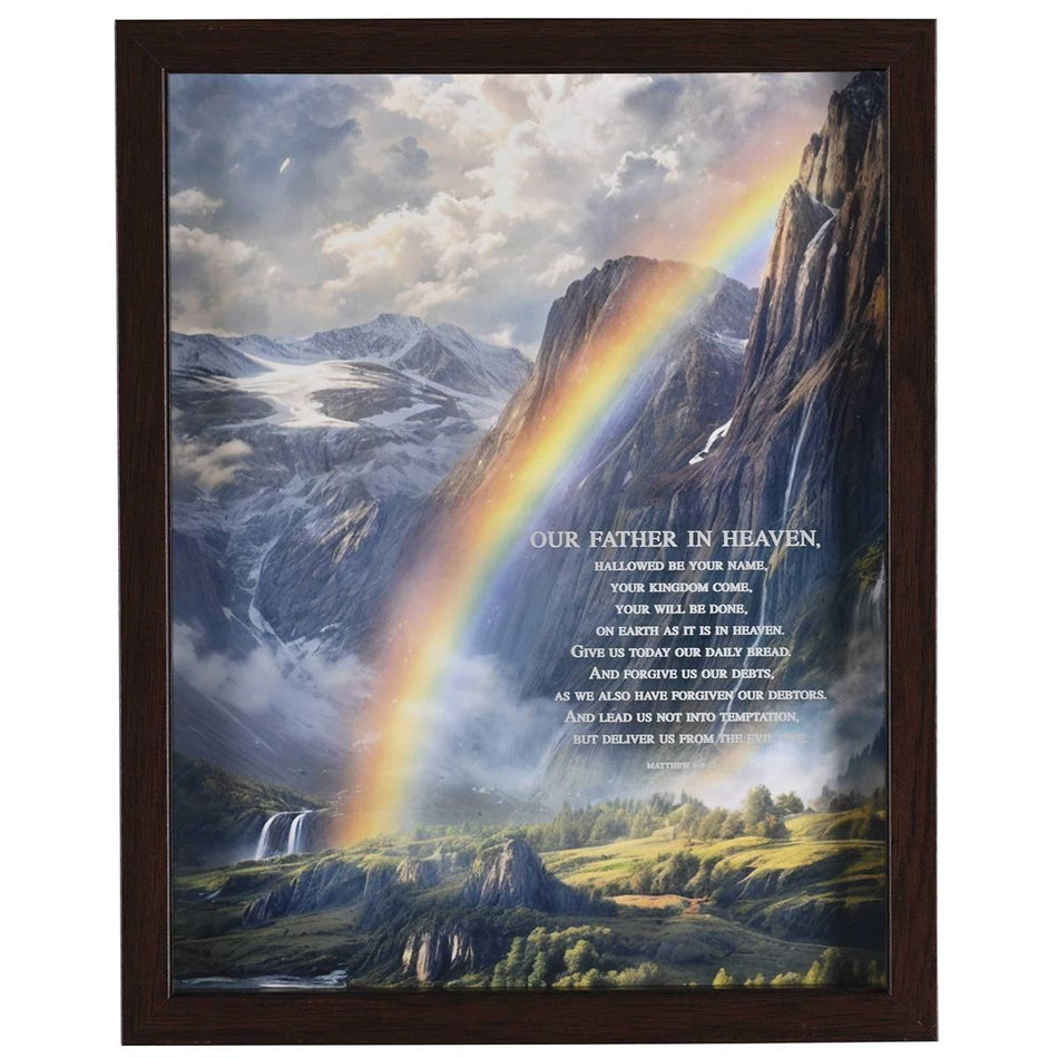 The Lords Prayer Matthew 6:9-13 Dark Brown Wood and Glass Shadowbox Style by Dicksons, product view 2
