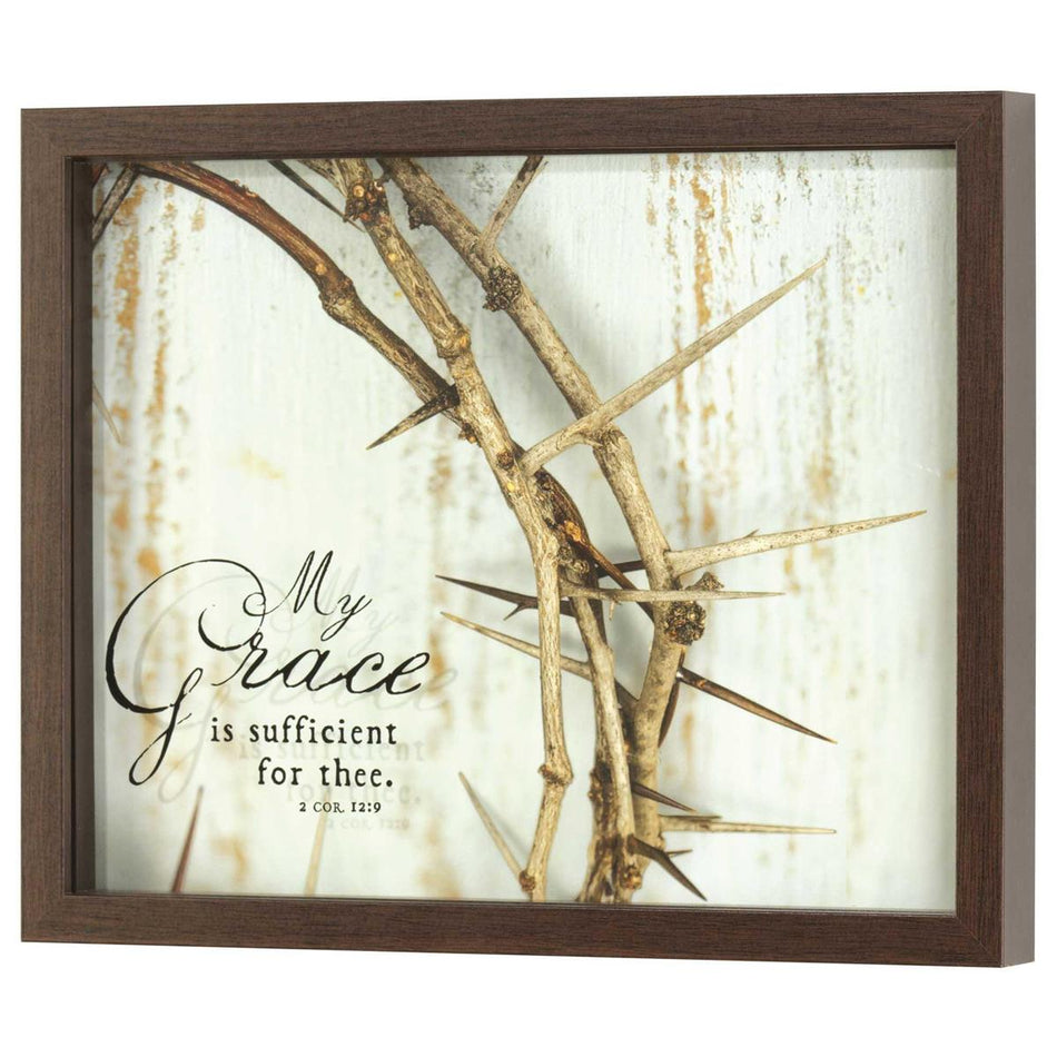 My Grace Is Sufficient For Thee Brown 15 x 12 MDF And Glass Framed Shadowbox by Dicksons