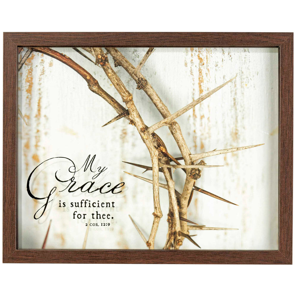 My Grace Is Sufficient For Thee Brown 15 x 12 MDF And Glass Framed Shadowbox by Dicksons, product view 2