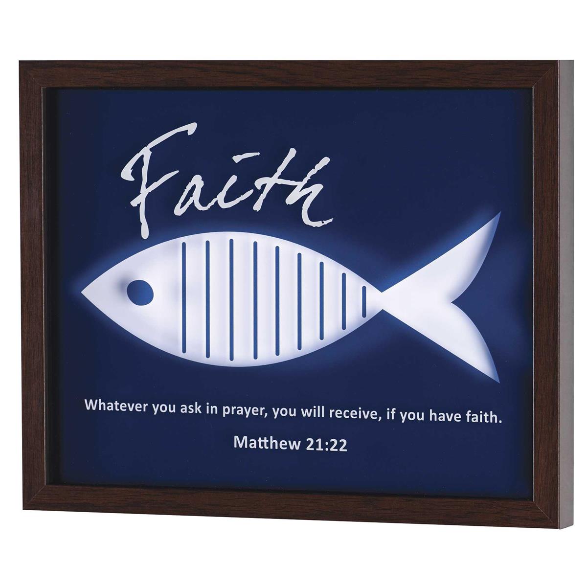 Framed Wall Art Navy White Faith Fish by Dicksons