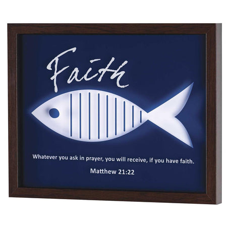 Framed Wall Art Navy White Faith Fish by Dicksons