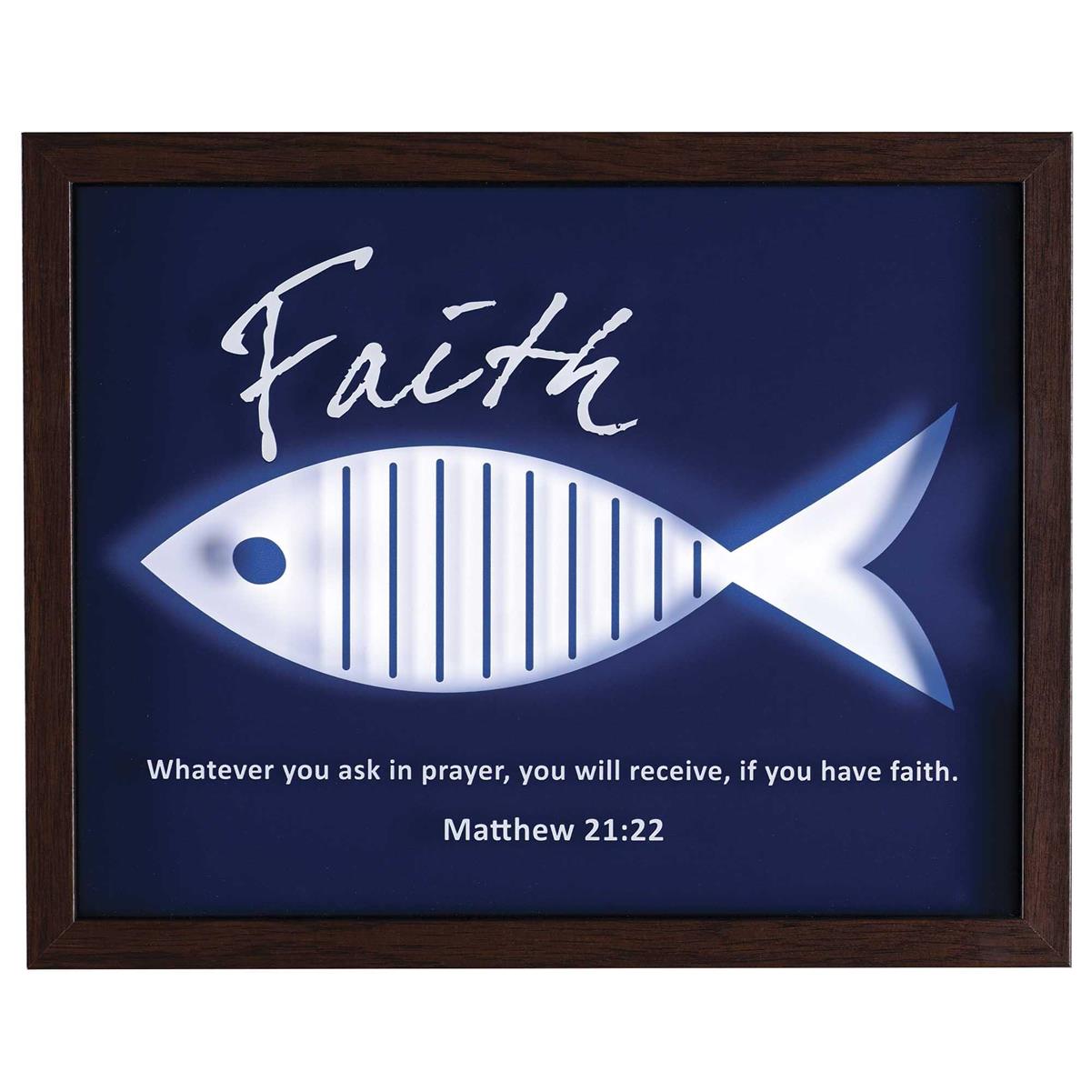 Framed Wall Art Navy White Faith Fish by Dicksons, product view 2