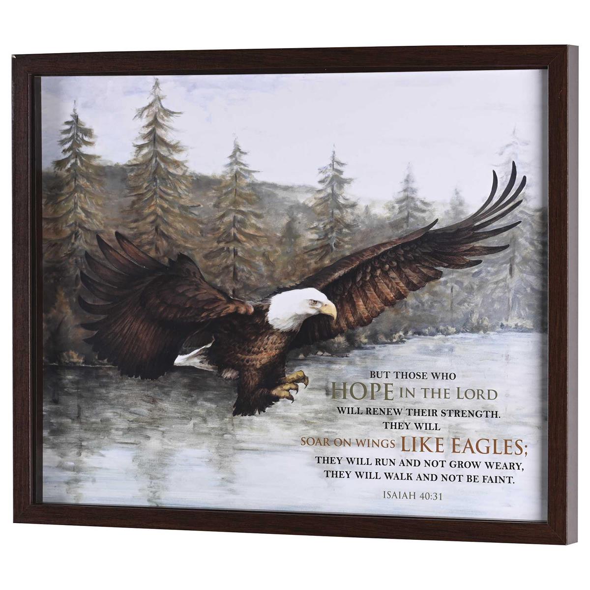 Eagle In Flight -Those Who Hope In The Lord - Isaiah 40:31-17 x 21 Inch Walnut by Dicksons