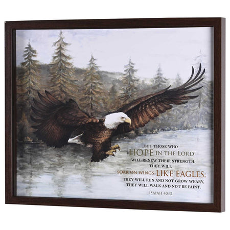 Eagle In Flight -Those Who Hope In The Lord - Isaiah 40:31-17 x 21 Inch Walnut by Dicksons