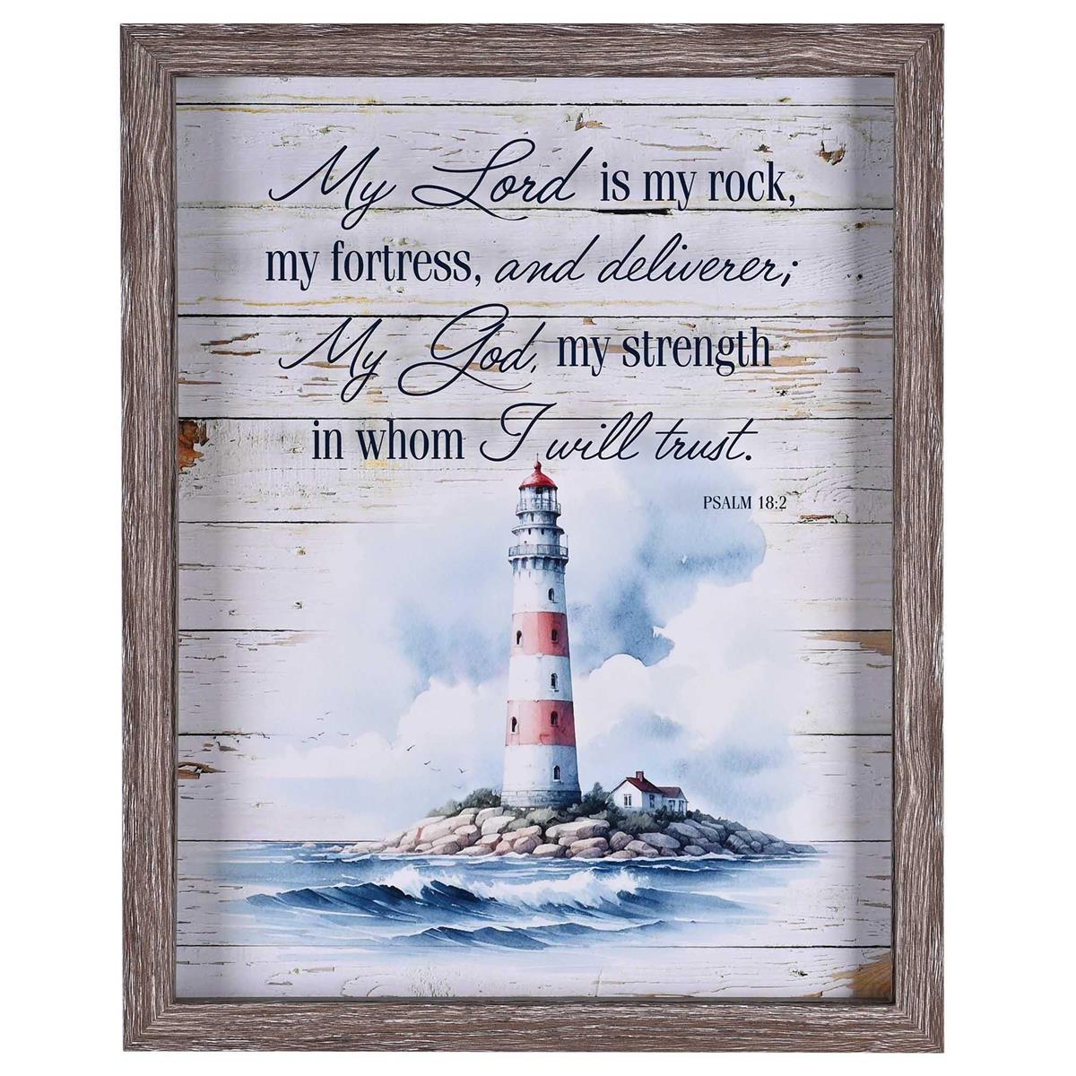 Framed Wall Art Lighthouse Lord My Rock by Dicksons, product view 2