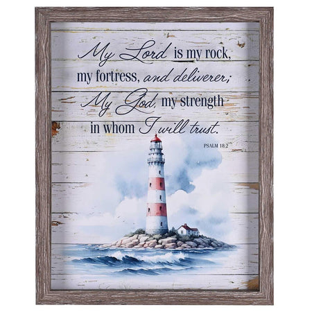 Framed Wall Art Lighthouse Lord My Rock by Dicksons, product view 2