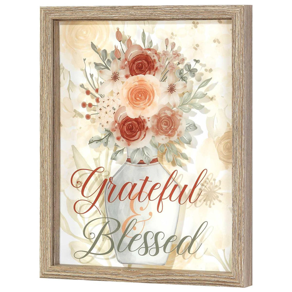 Grateful and Blessed Pink Floral 12 x 15 Inch MDF Decorative Wall Plaque by Dicksons