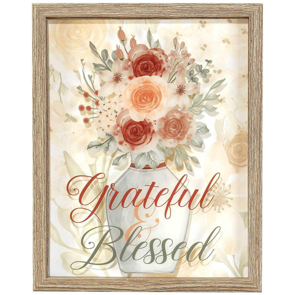 Grateful and Blessed Pink Floral 12 x 15 Inch MDF Decorative Wall Plaque by Dicksons, product view 2