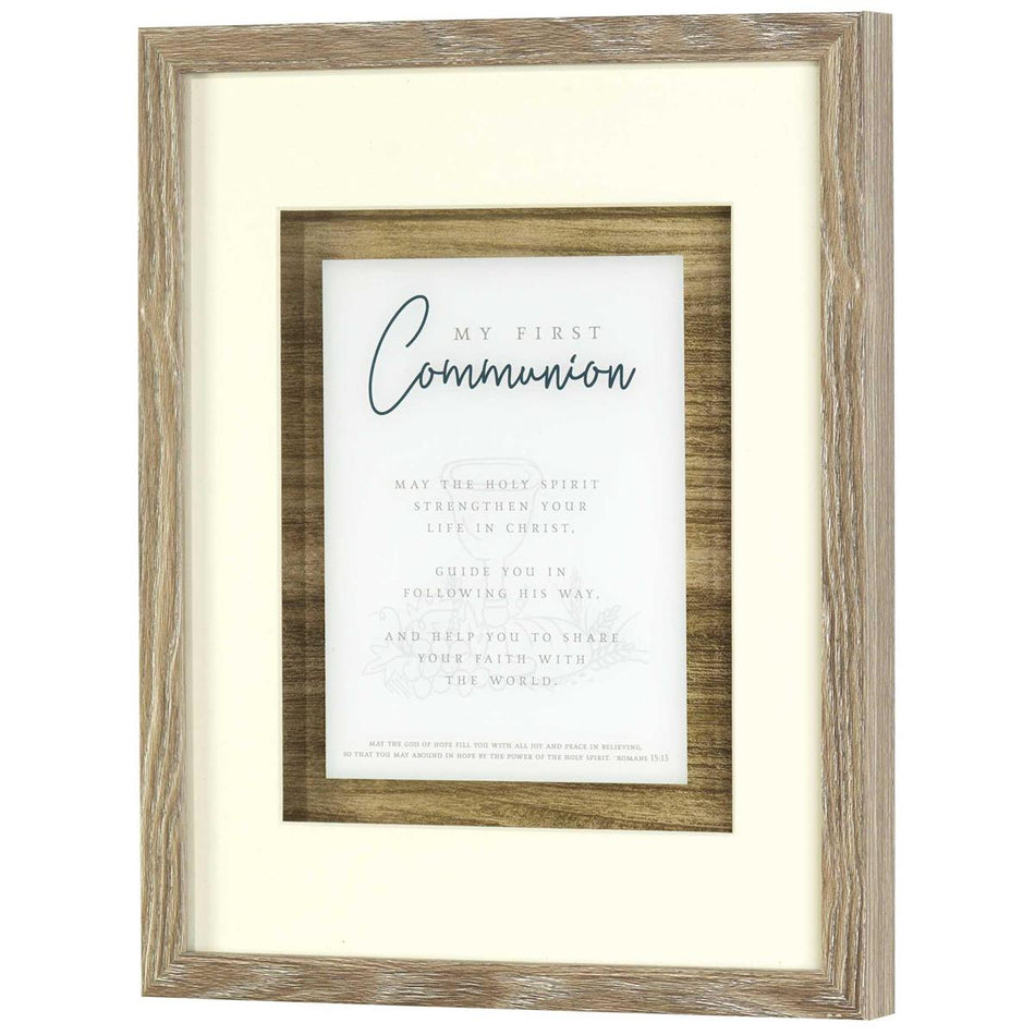 My First Communion Encouraging Verse Natural Woodgrain 15 x 12 Wood and Glass by Dicksons