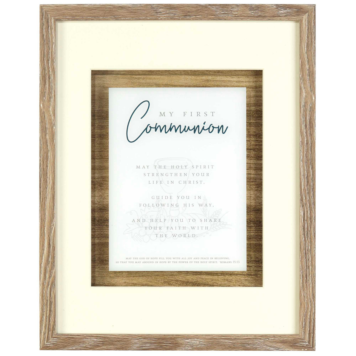 My First Communion Encouraging Verse Natural Woodgrain 15 x 12 Wood and Glass by Dicksons, product view 2
