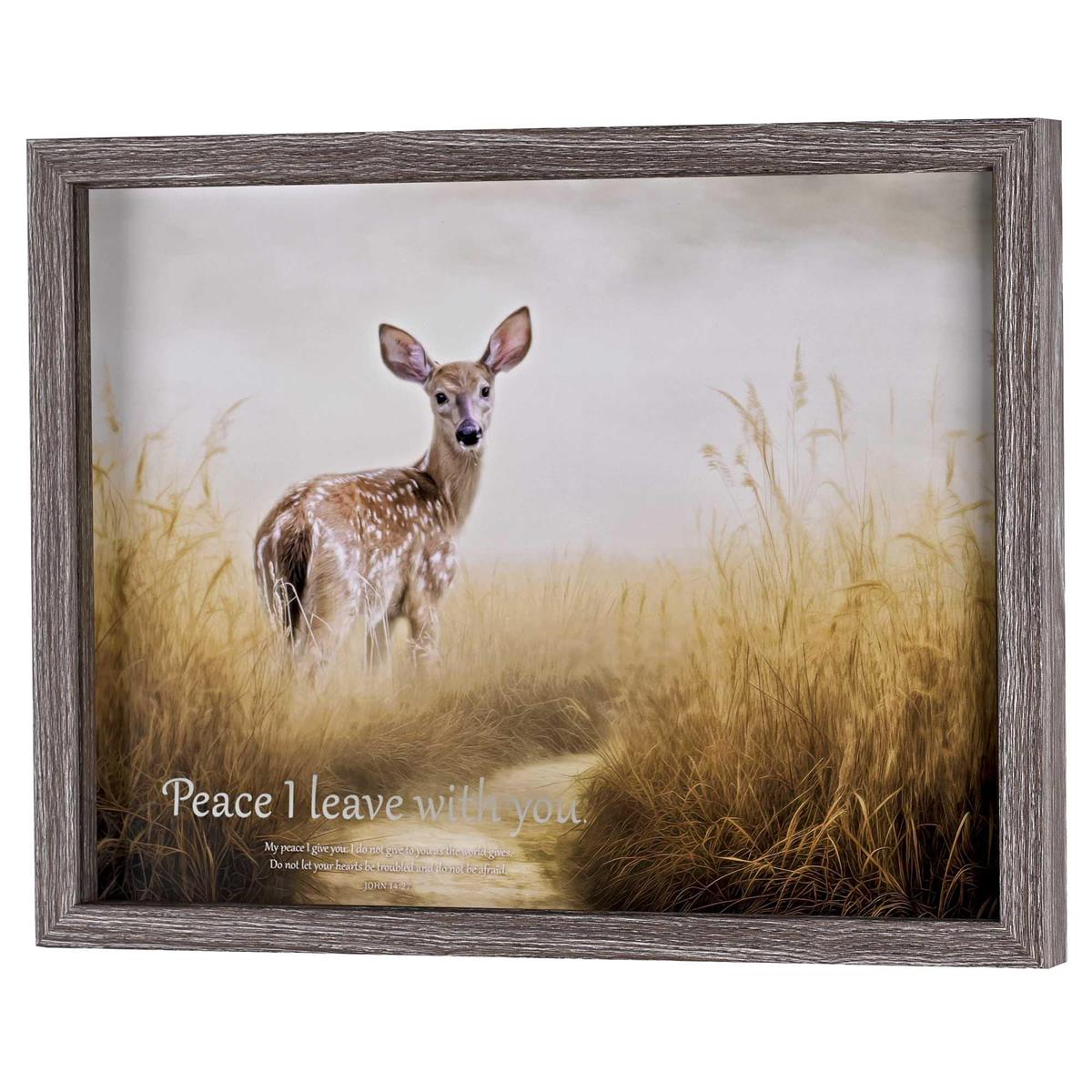 Peace I Leave With You John 14:2 Grey Wash Wood and Glass Shadowbox Style by Dicksons