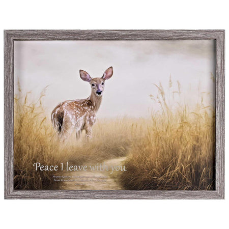 Peace I Leave With You John 14:2 Grey Wash Wood and Glass Shadowbox Style by Dicksons, product view 2