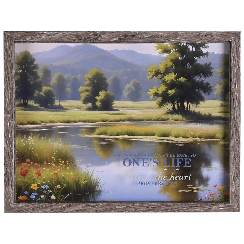 Ones Life Reflects The Heart - Proverbs 27:19-13 x 17 Inch Brown MDF Wood by Dicksons, product view 2