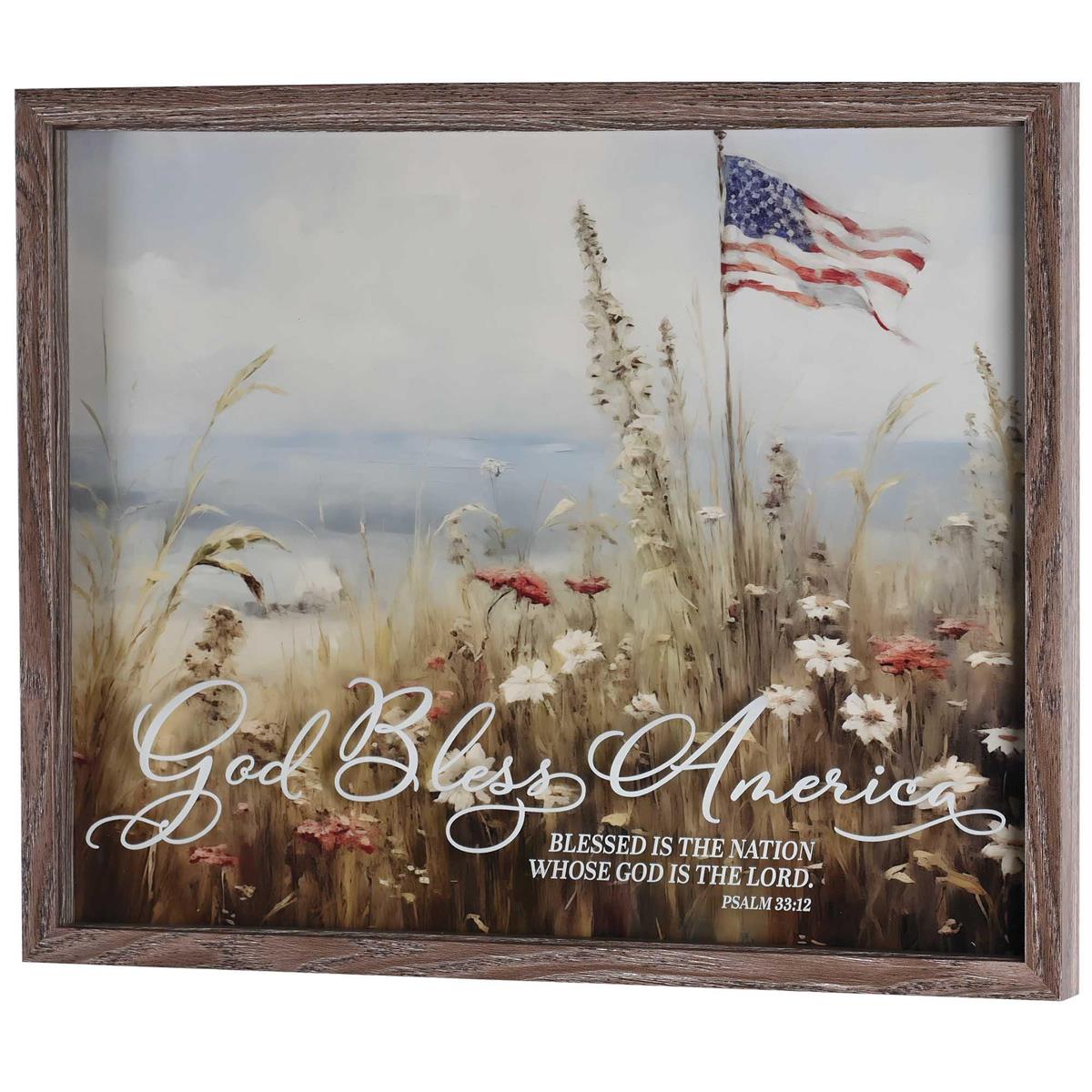 Framed Wall Flag God Bless America by Dicksons