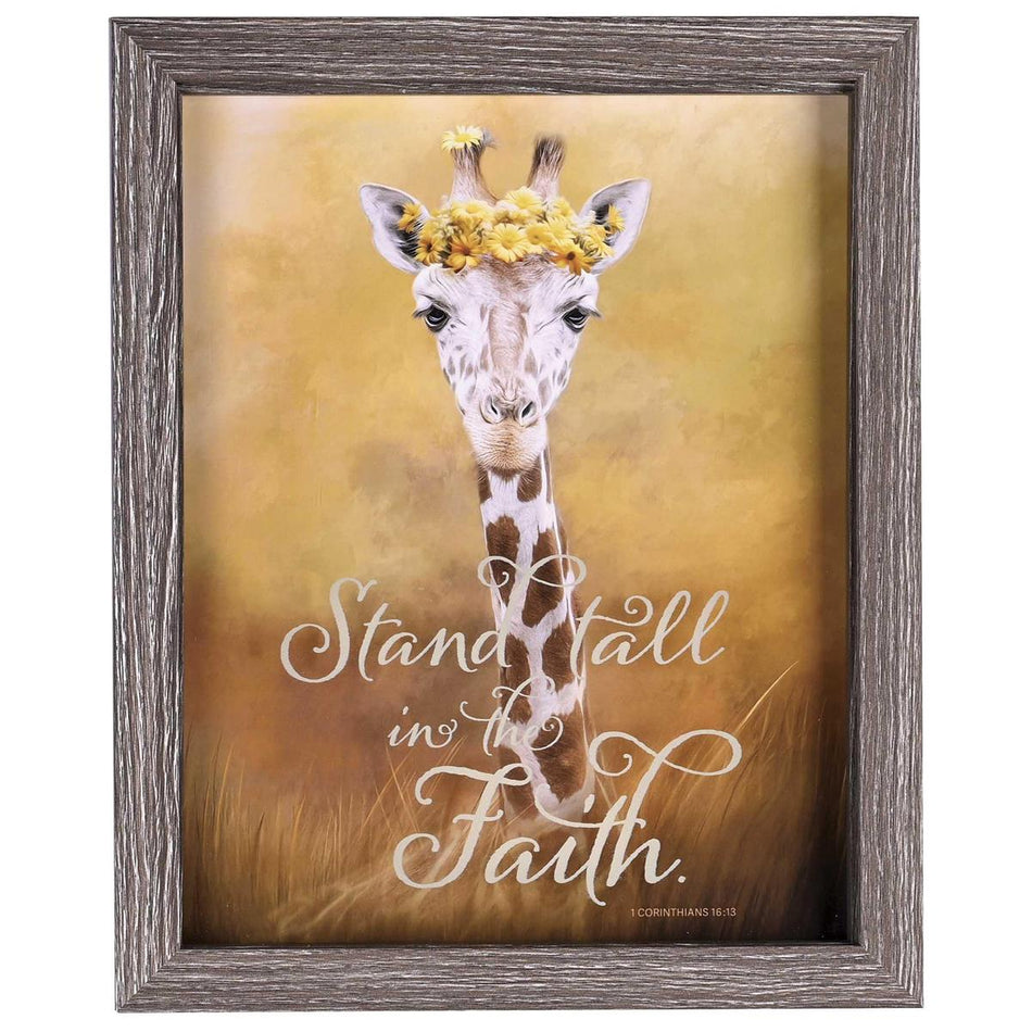 Stand Tall In The Faith 1 Corinthians 16:13 Grey Wash Wood and Glass Shadowbox by Dicksons, product view 2