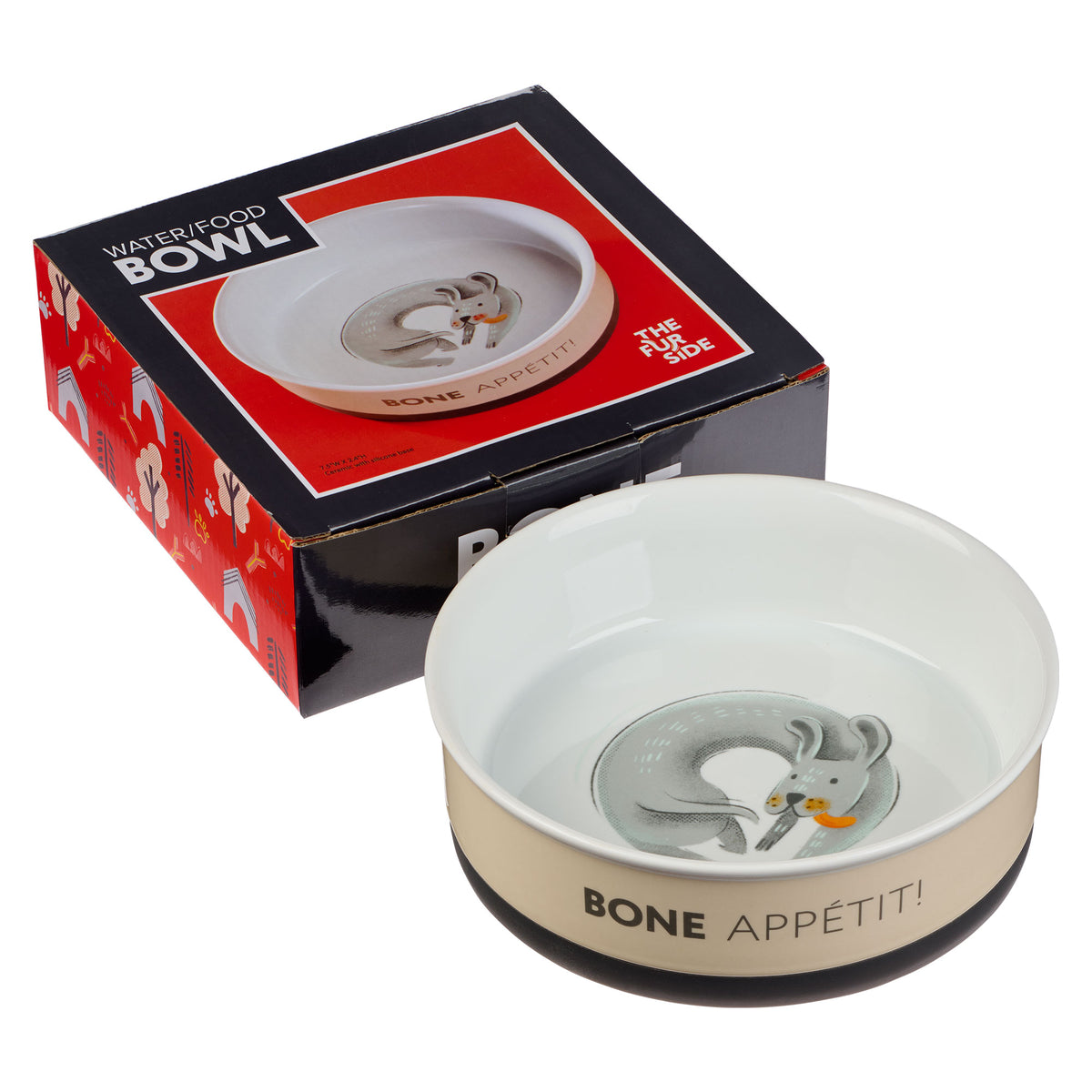 Bone Appétit Large Taupe Ceramic Dog Bowl by Christian Art Gifts, product view 3