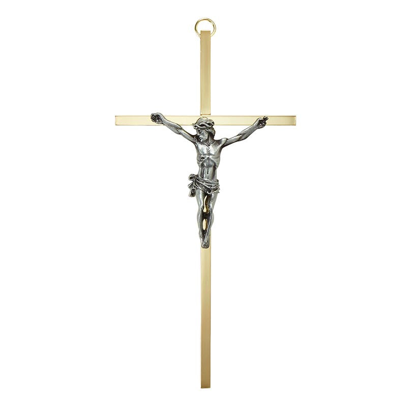 7" H Brass Crucifix