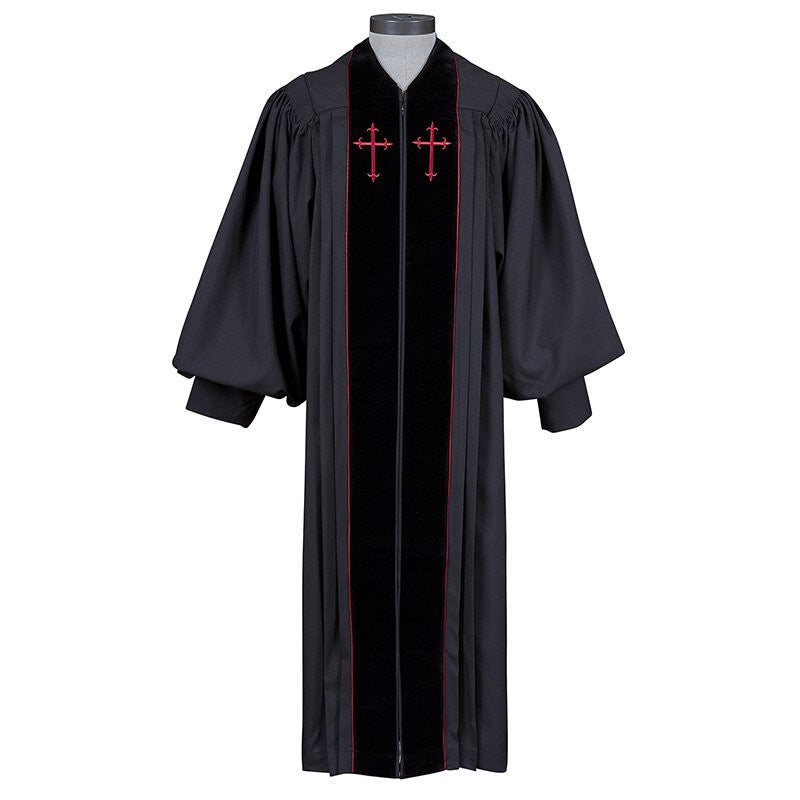 Barrister Collection Embroidered Cross Black Pulpit Robe – CFaithS