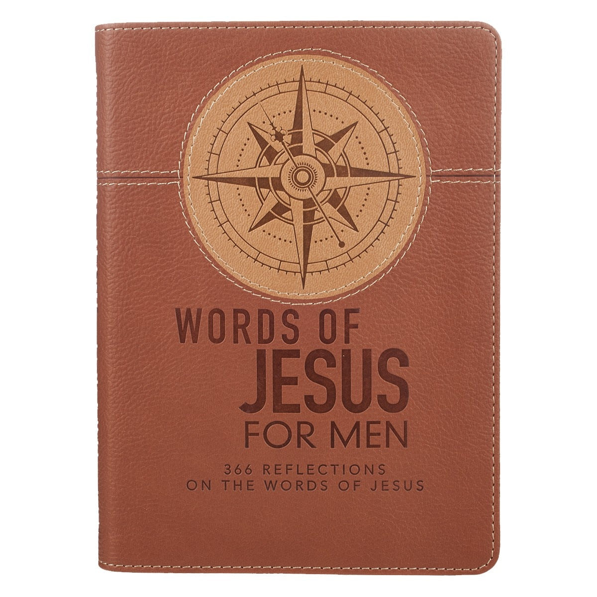 Words of Jesus For Men Saddle Tan Faux Leather Devotional by Christian Art Gifts
