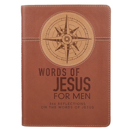 Words of Jesus For Men Saddle Tan Faux Leather Devotional by Christian Art Gifts