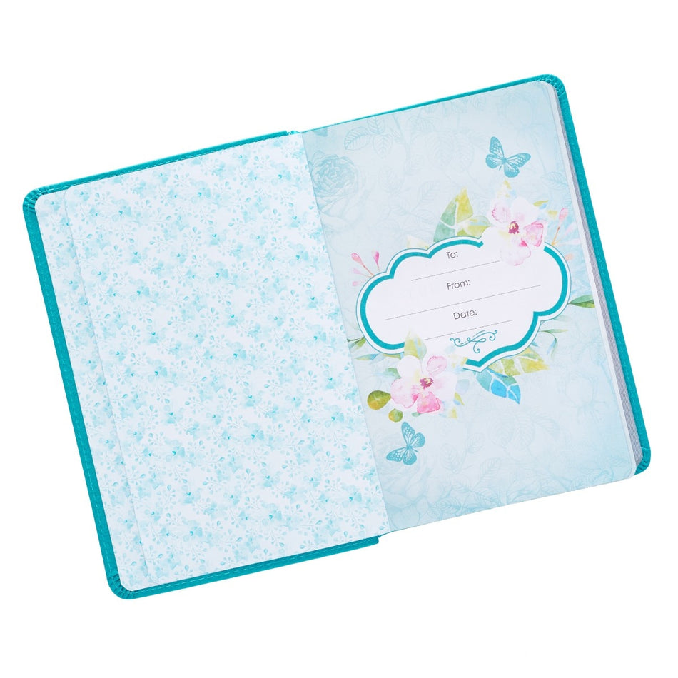 He Whispers Your Name Turquoise Faux Leather Devotional by Christian Art Gifts, product view 2