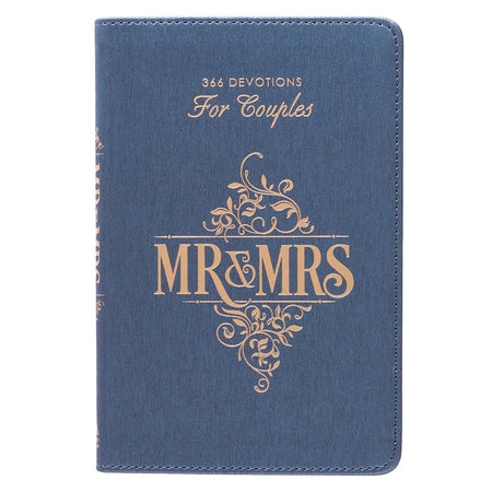 Mr. & Mrs. 366 Devotions for Couples Blue Faux Leather Devotional by Christian Art Gifts