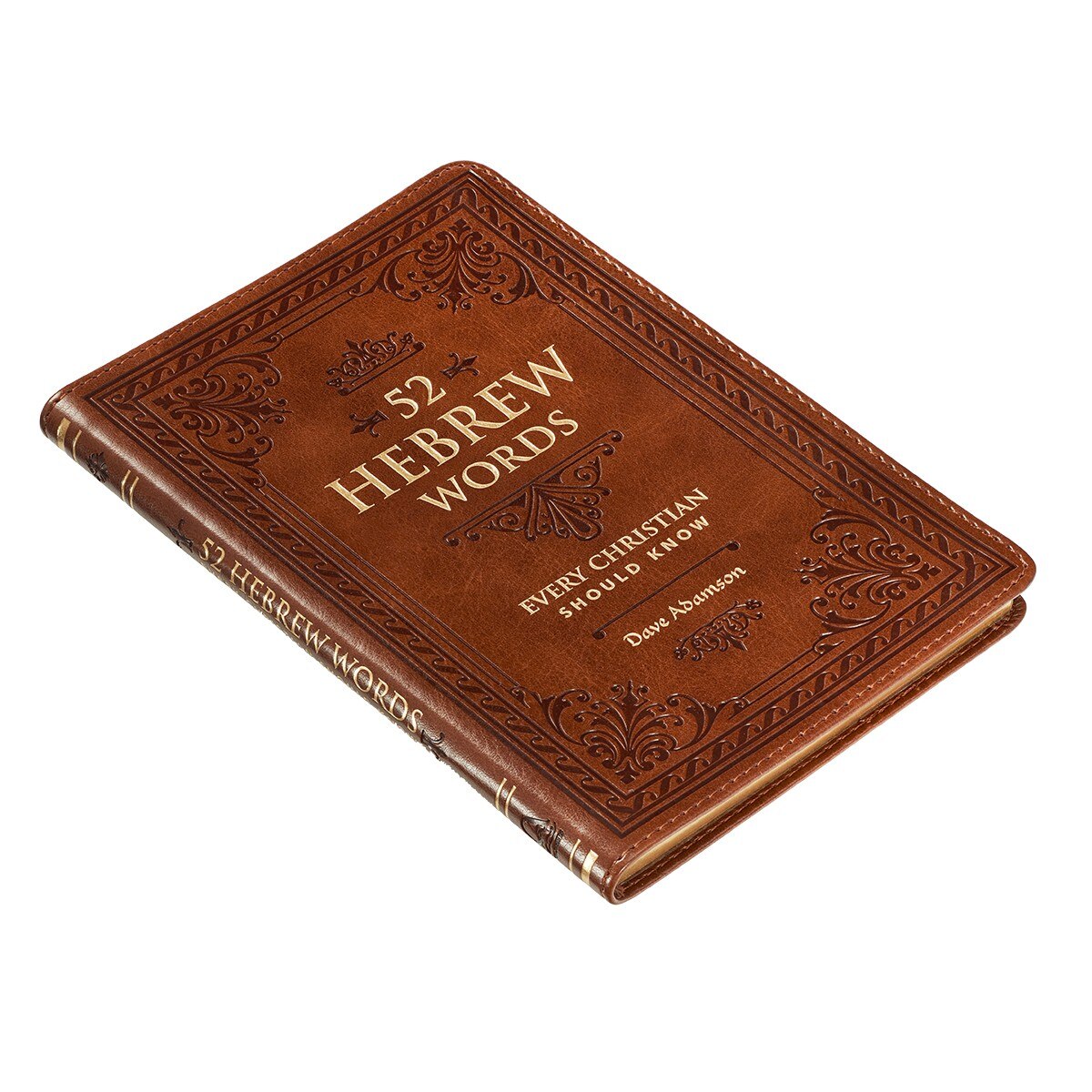52 Hebrew Words Every Christian Should Know Toffee Brown Faux Leather Gift Book by Christian Art Gifts, product view 2