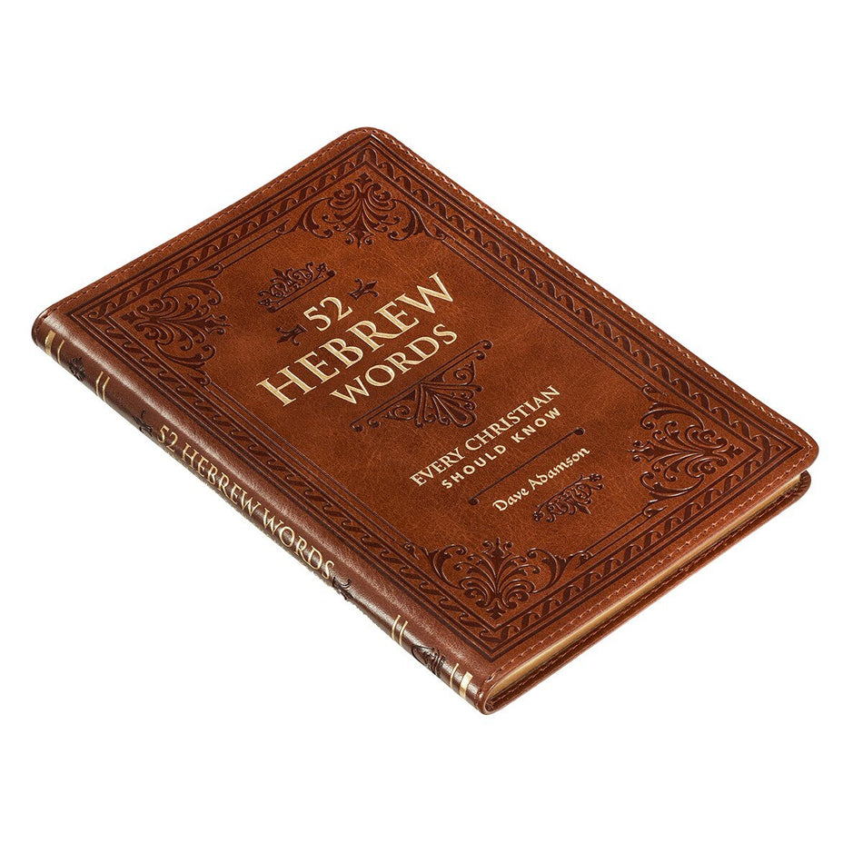 52 Hebrew Words Every Christian Should Know Toffee Brown Faux Leather Gift Book by Christian Art Gifts, product view 2