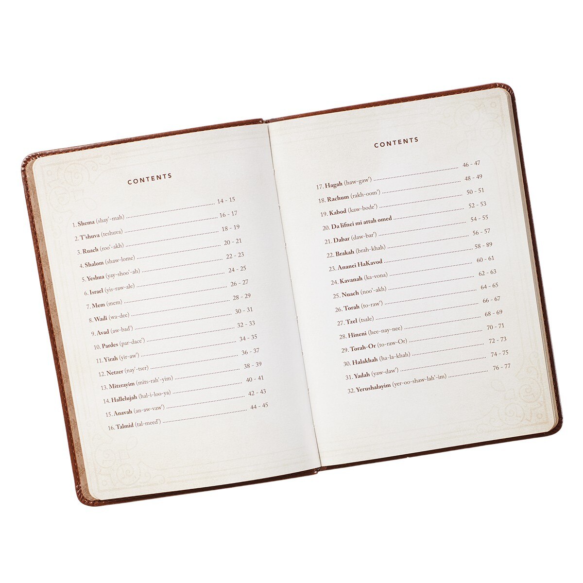 52 Hebrew Words Every Christian Should Know Toffee Brown Faux Leather Gift Book by Christian Art Gifts, product view 5