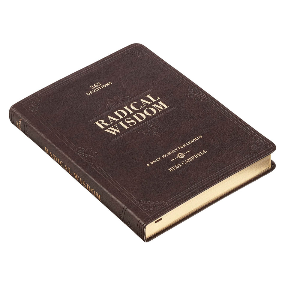 Radical Wisdom Brown Faux Leather Daily Devotional for Leaders by Christian Art Gifts, product view 2