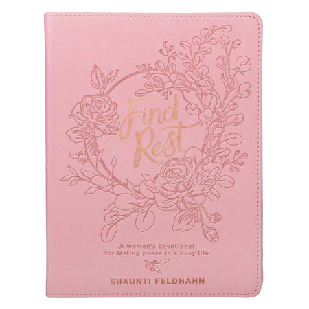 Find Rest Pink Faux Leather Devotional by Christian Art Gifts