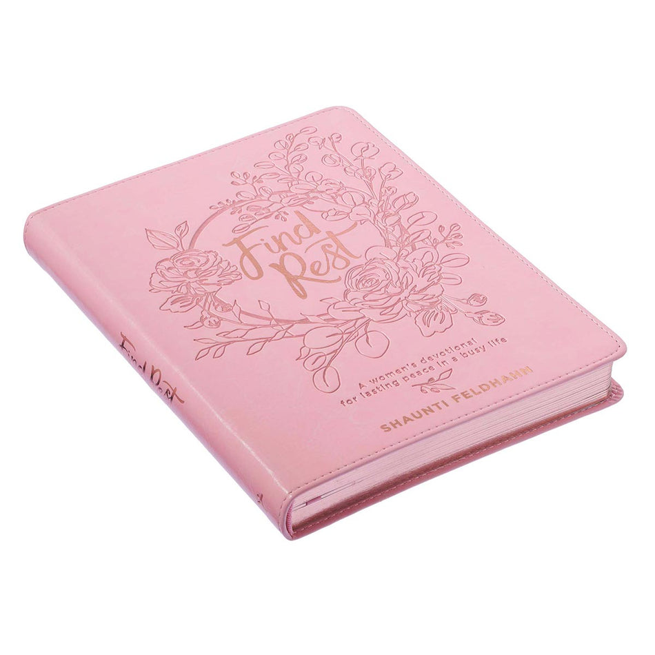 Find Rest Pink Faux Leather Devotional by Christian Art Gifts, product view 2