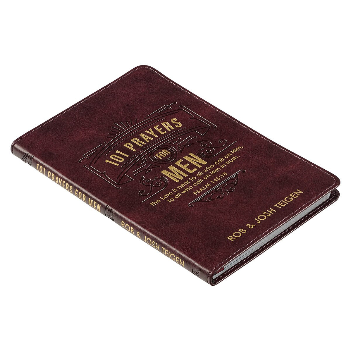 101 Prayers for Men Brown Faux Leather Gift Book - Psalm 145:18 by Christian Art Gifts, product view 2