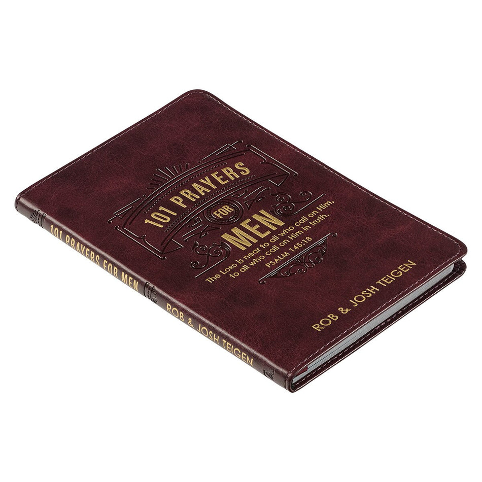 101 Prayers for Men Brown Faux Leather Gift Book - Psalm 145:18 by Christian Art Gifts, product view 2