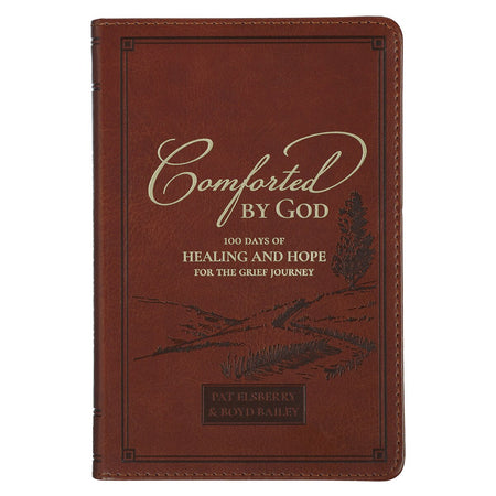 Comforted by God Honey-Brown Faux Leather Devotional Gift Book by Christian Art Gifts