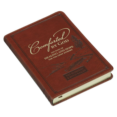 Comforted by God Honey-Brown Faux Leather Devotional Gift Book by Christian Art Gifts, product view 2