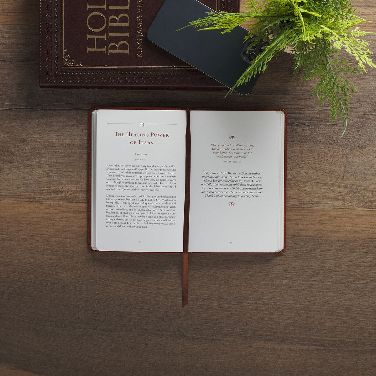 Comforted by God Honey-Brown Faux Leather Devotional Gift Book by Christian Art Gifts, product view 4