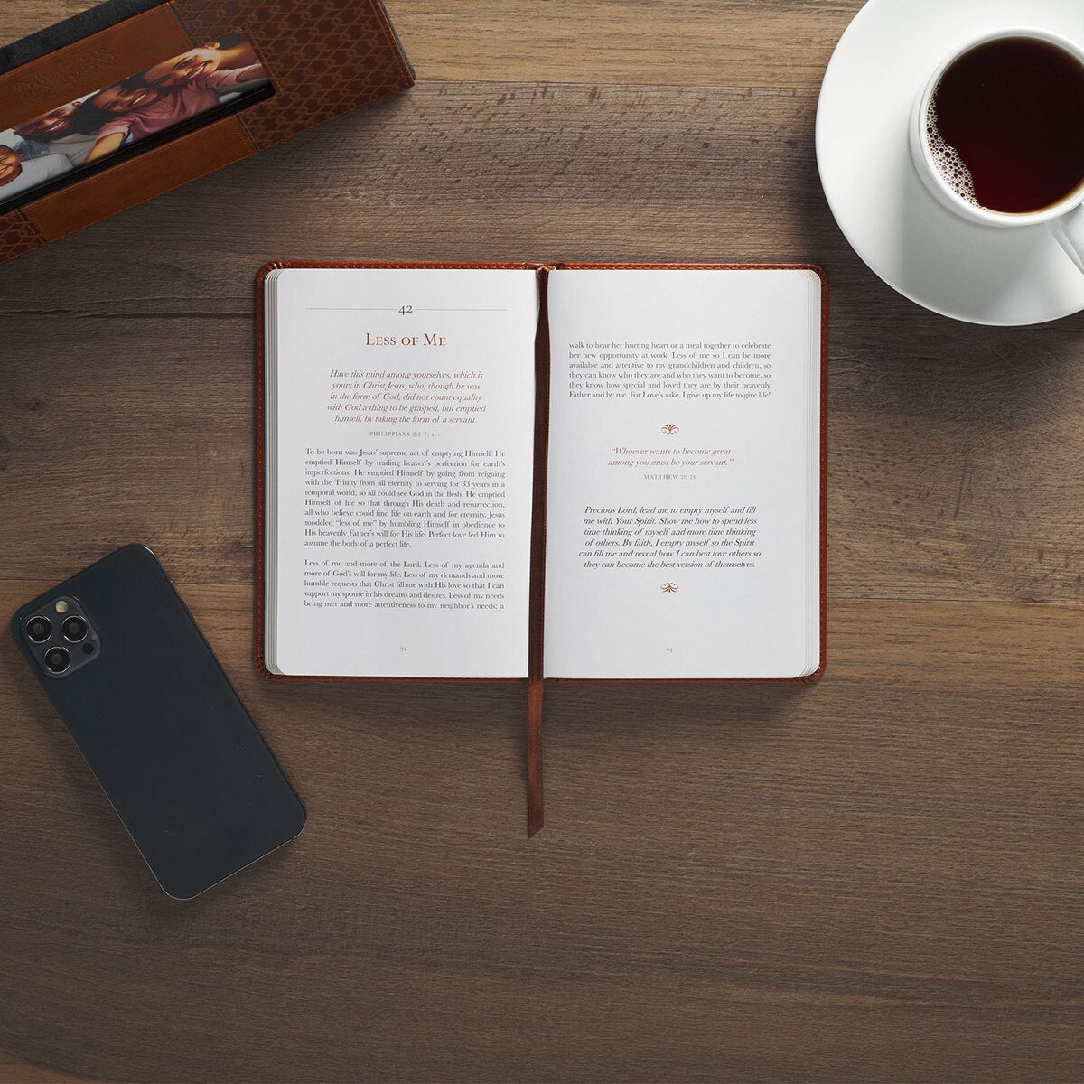Comforted by God Honey-Brown Faux Leather Devotional Gift Book by Christian Art Gifts, product view 5